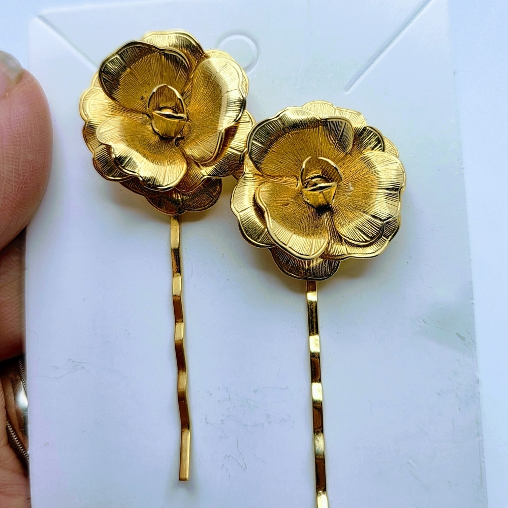 Vintage Gold Floral Hair Pins Bridal Accesorie